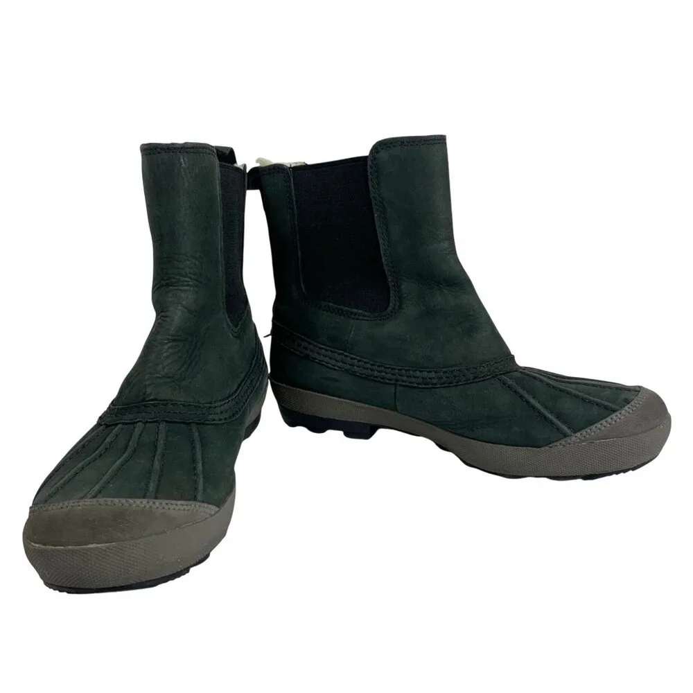 Ugg Green/Black Leather Shearling-Lined Winter Boots Womens Size 8